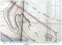 Figure 7. 1868. Map of the Cornish Copper Company’s assets immediately prior to their sale to Harveys Figure 7. 1868. Map of the Cornish Copper Company’s assets immediately prior to their sale to Harveys